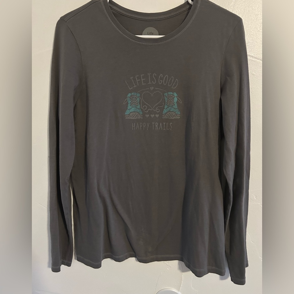Life is Good Happy Trails Hiking Long Sleeve Shirt